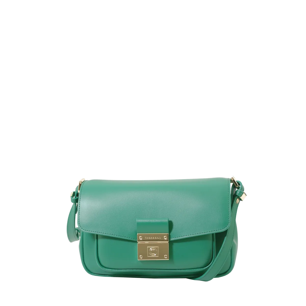 Porté épaule vert en cuir de vachette lisse